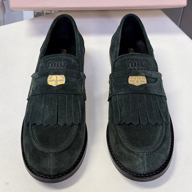 Miu Miu 2026 Fringe Penny Loafers Suede 994223