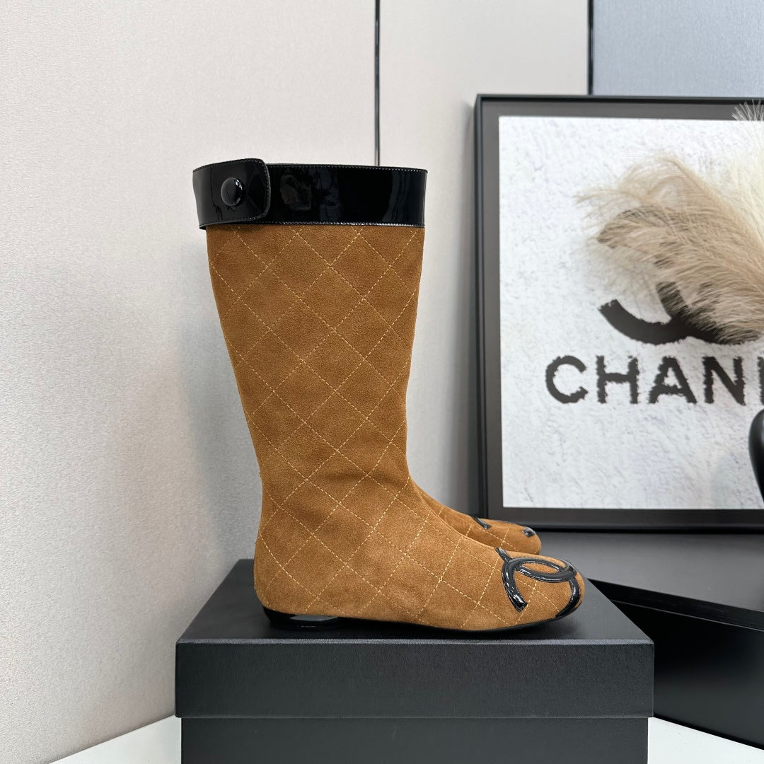 Chanel 2026 Cambon Line Quilted Boots Suede Leather 985743