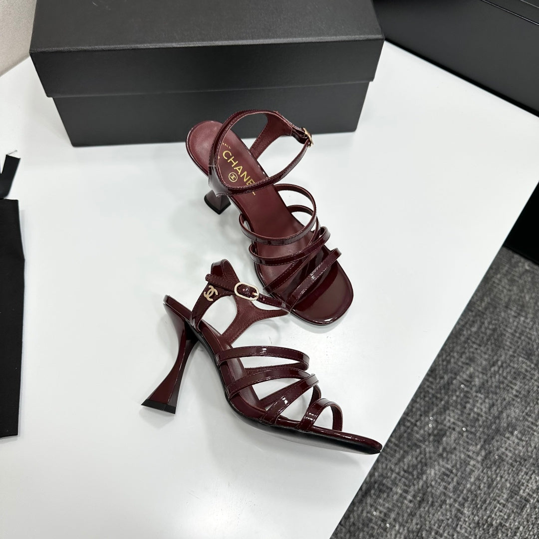 CC 26s High Heel Sandals 80 Burgundy Patent Leather 626284