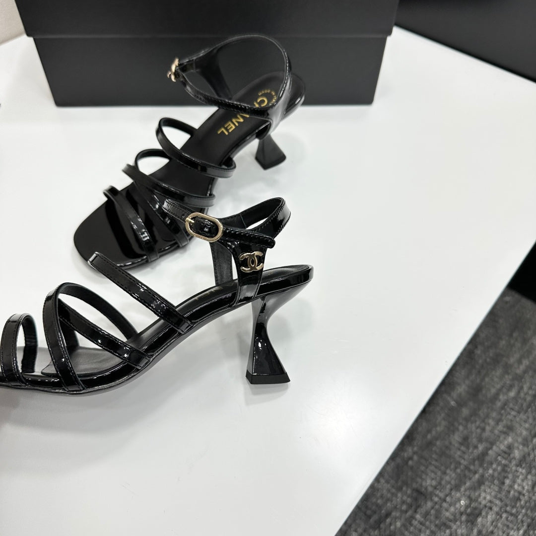 CC 26s High Heel Sandals 65 Black Patent Leather 626290