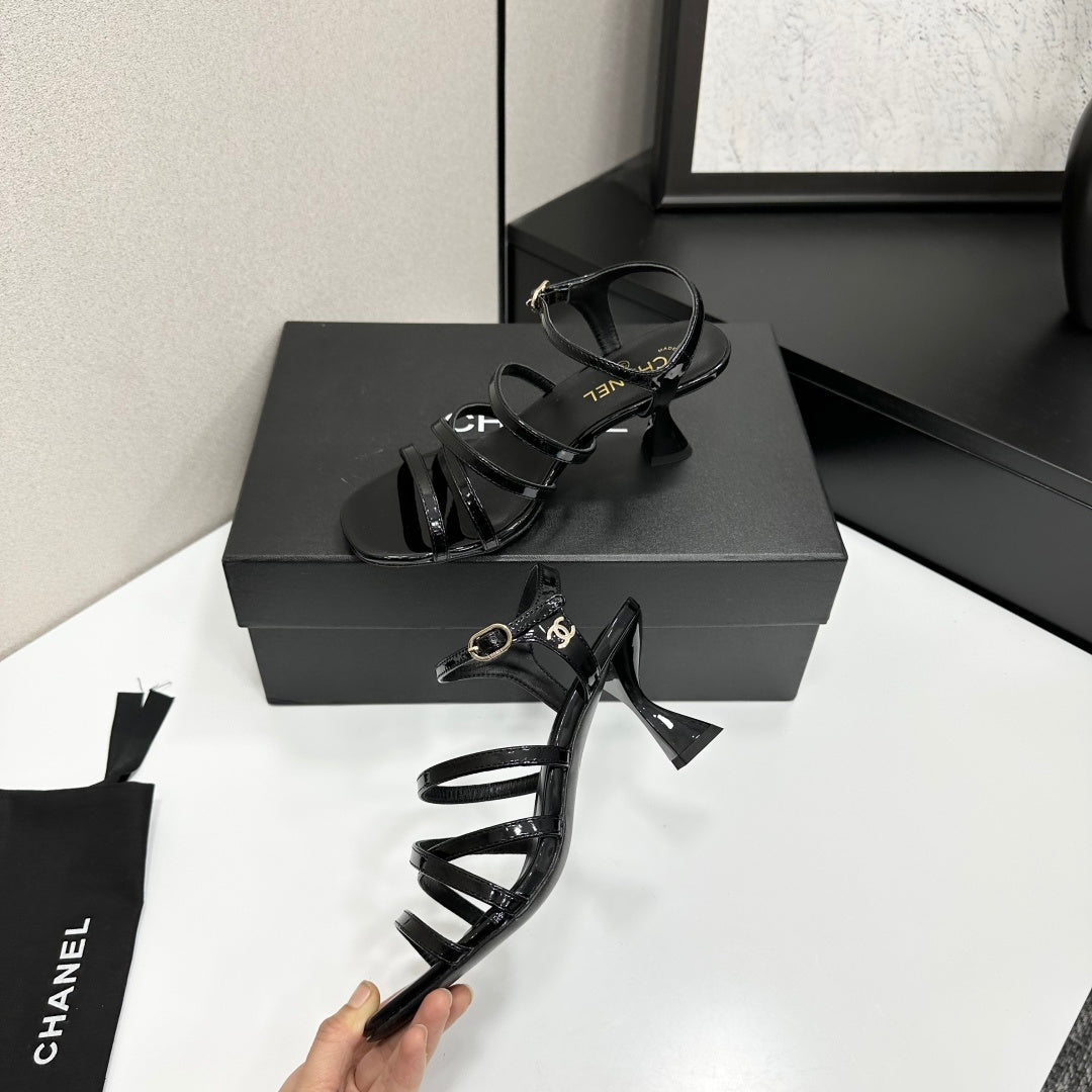 CC 26s High Heel Sandals 65 Black Patent Leather 626290