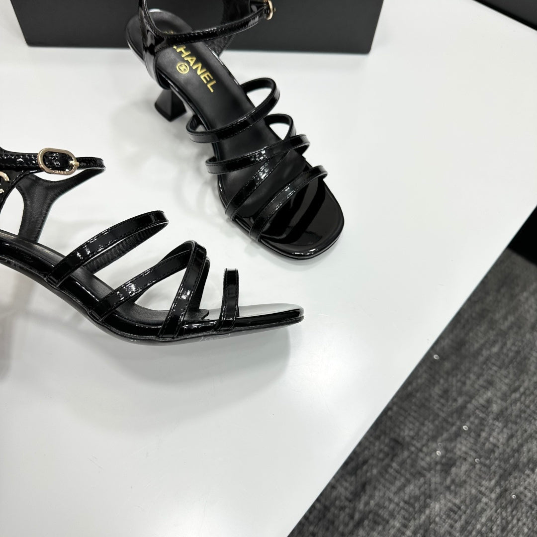 CC 26s High Heel Sandals 65 Black Patent Leather 626290