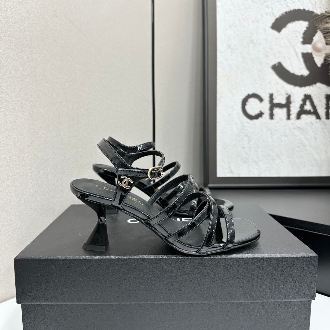 CC 26s High Heel Sandals 65 Black Patent Leather 626290