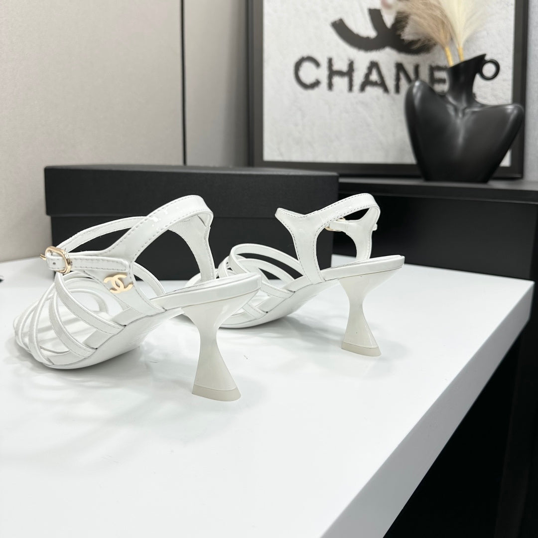 CC 26s High Heel Sandals 65 White Patent Leather 626291