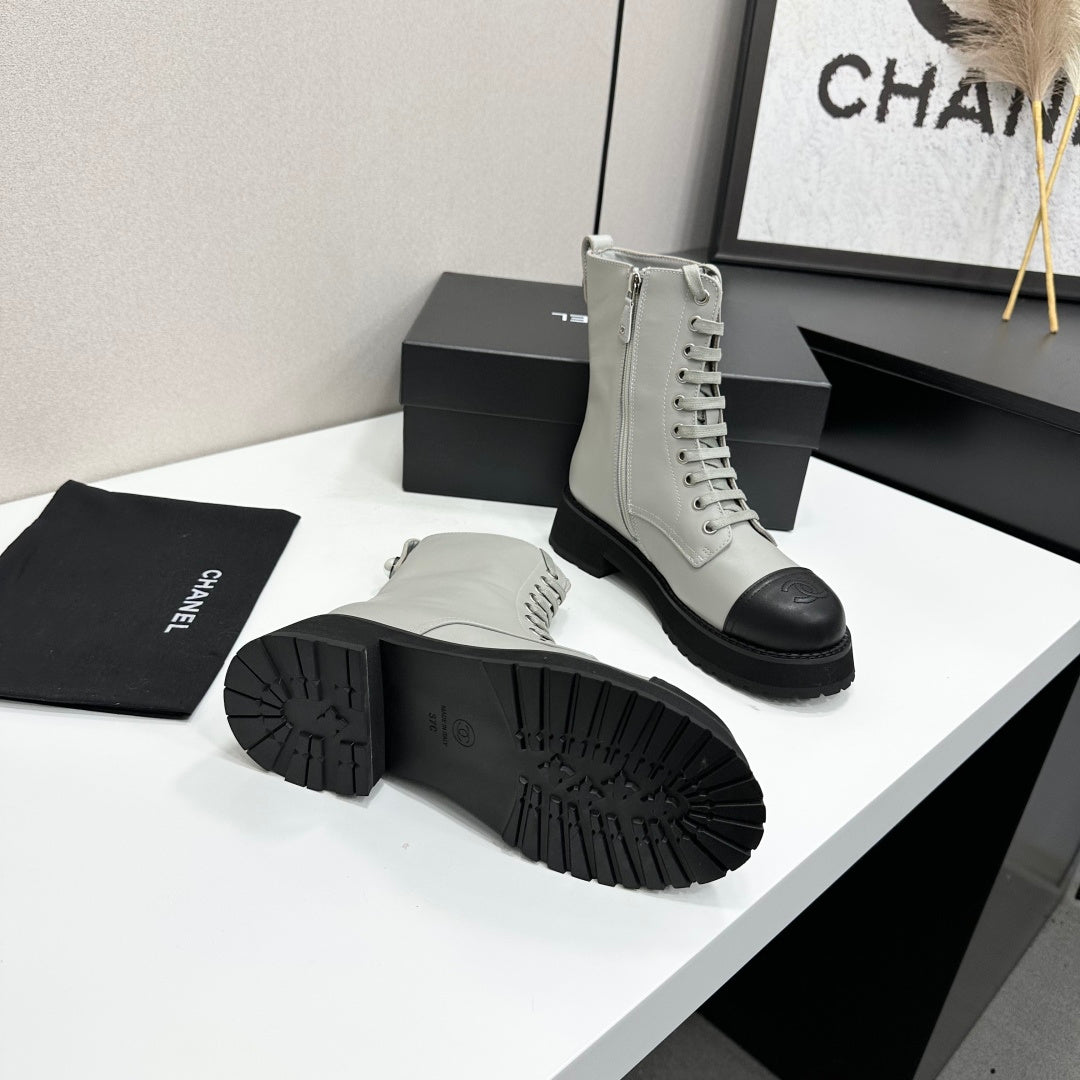 Chanel 2026 Platform Lace-up Martin Boots Cowhide 944604