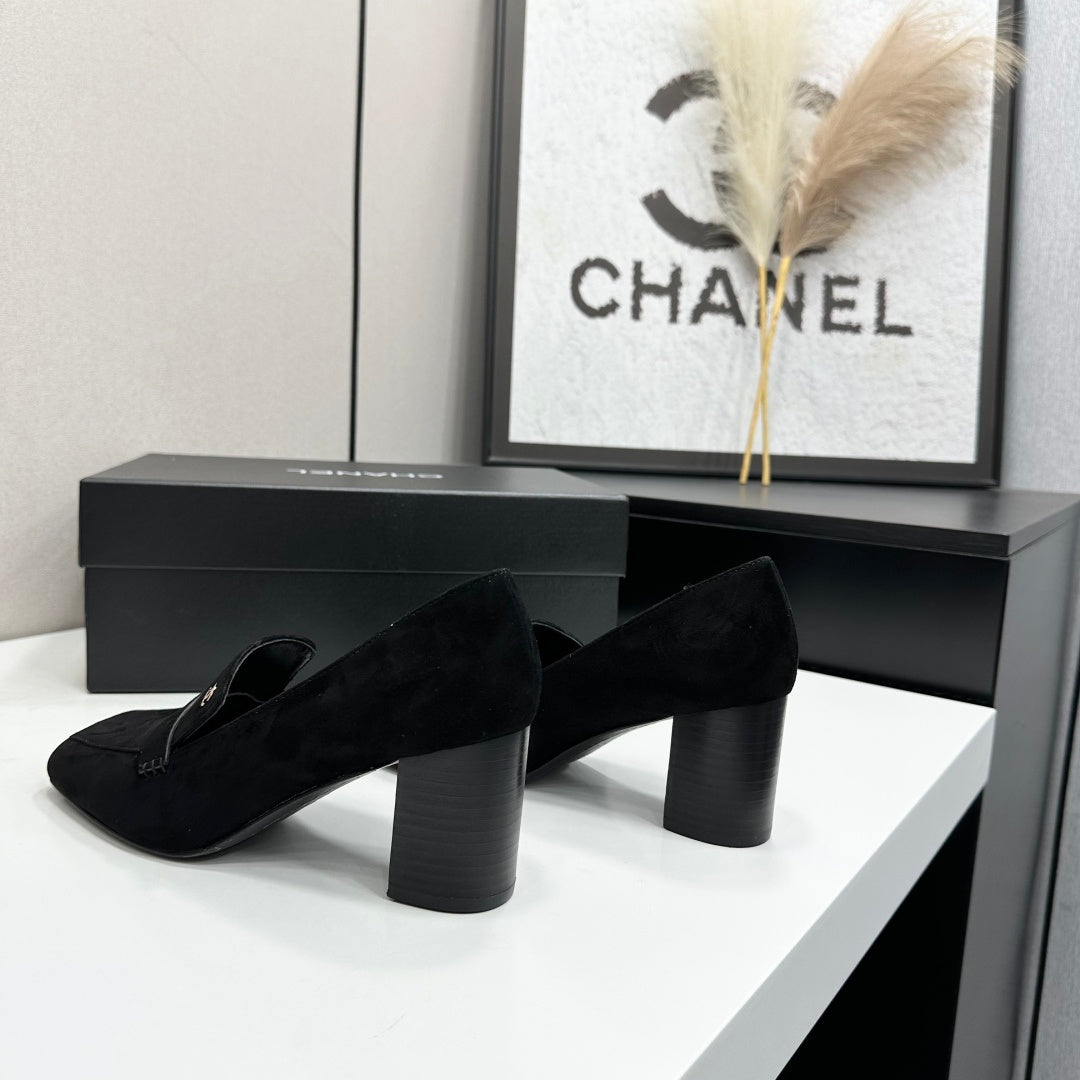 Chanel 2026 Square Toe Chunky Shoes 70mm Suede Leather 944667