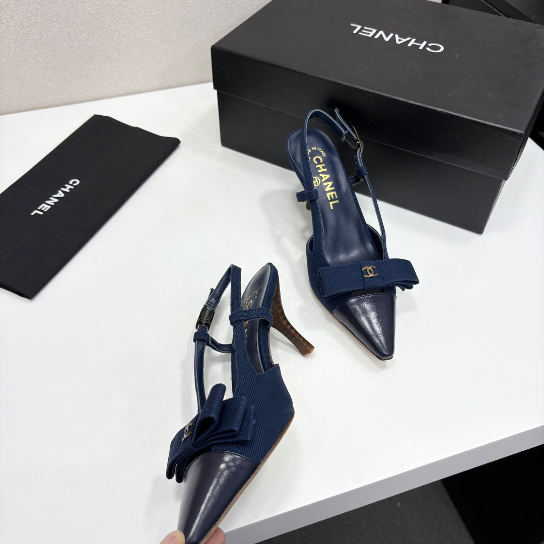 Chanel 2026 Bow Slingback 75mm Canvas Leather Suede 193798