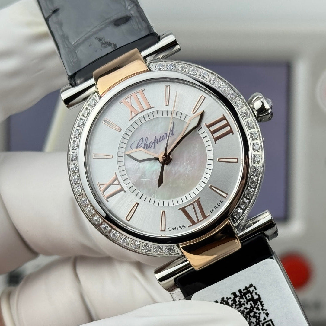 Chopard Imperiale 29mm Sliver Case Diamond Bezel Pink Gold