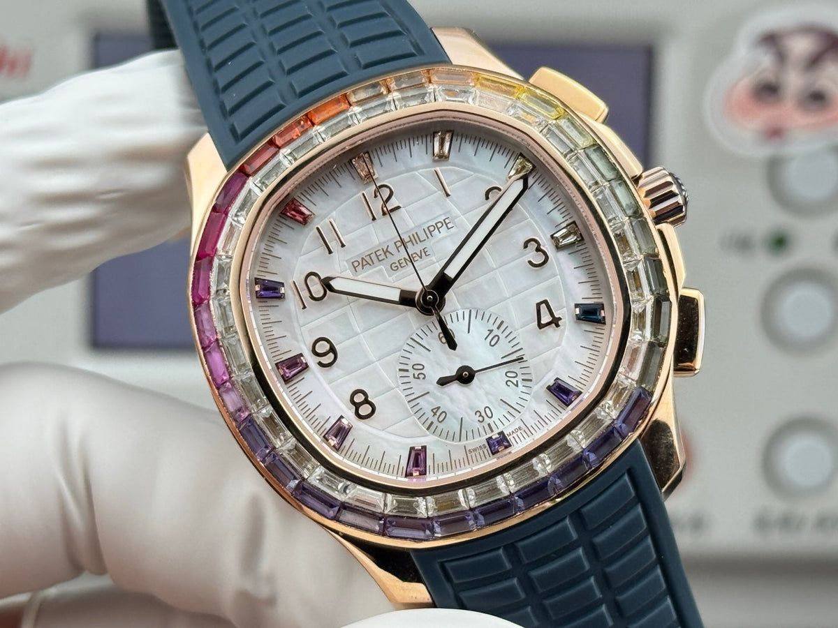 Patek Philippe Aquanaut Luce “Rainbow” Chronograph 40mm Blue Rubber Strap
