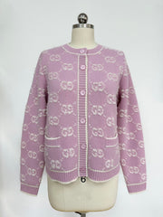Gucci Knot Jacquard Knitted Cardigan Wool