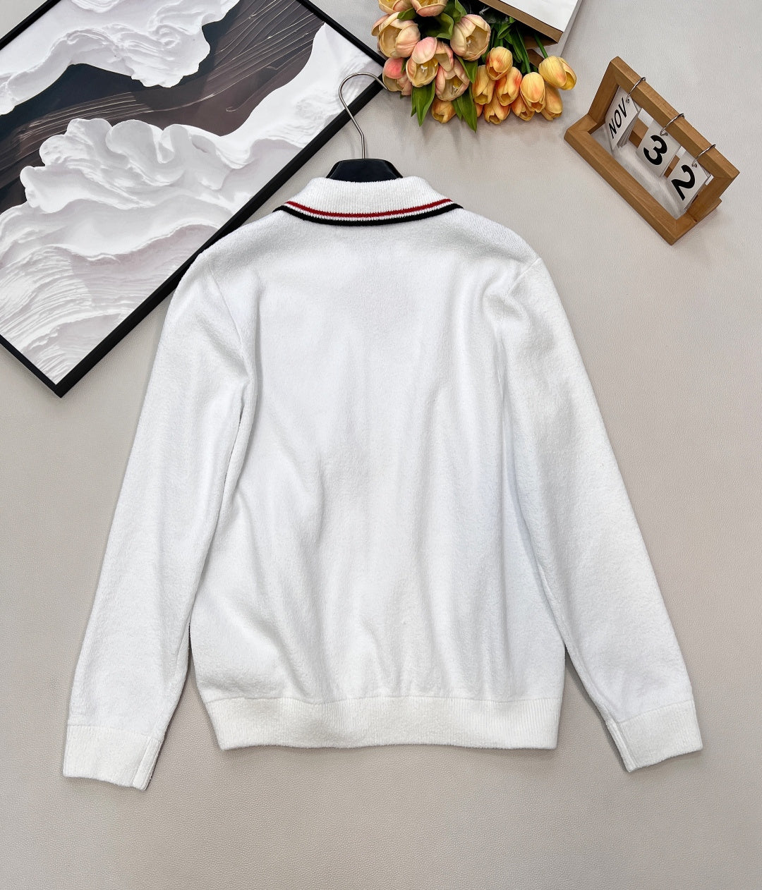 Miumiu 2026 Zipper Cardigan White Cotton