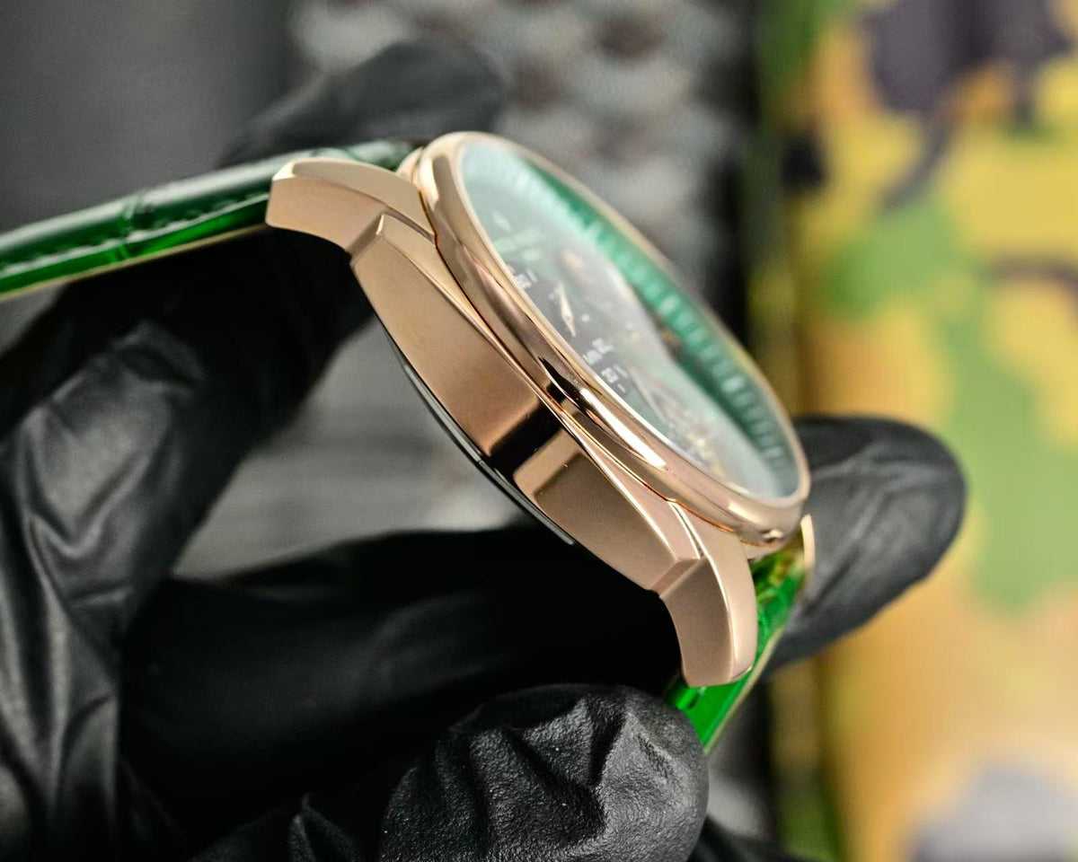 Patek Philippe Double Tourbillon Green Dial 42mm Watch Rose Gold Case
