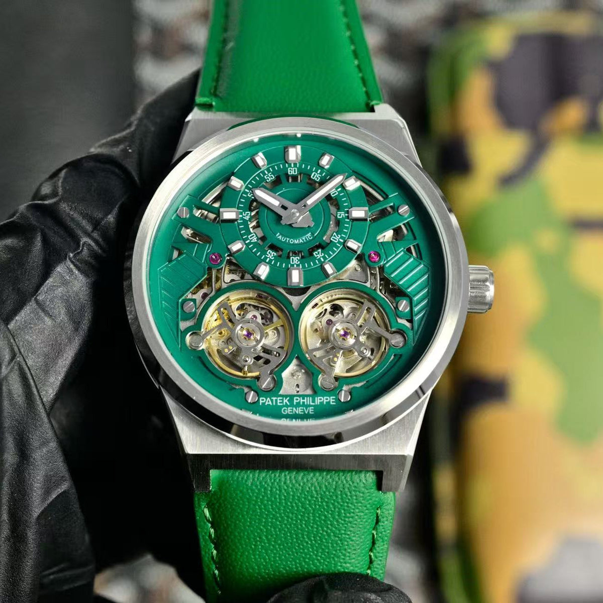 Patek Philippe Double Tourbillon Green Dial 44mm Watch