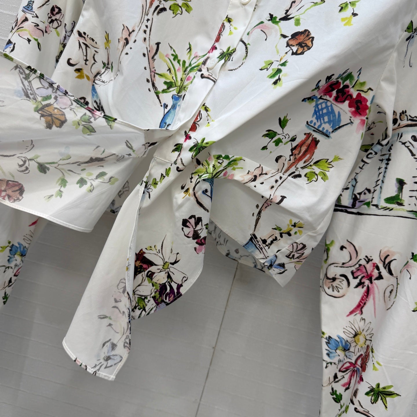 Dior 2026 Floral Print Shirt White Cotton 401995