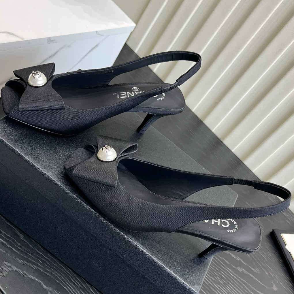 Chanel 2026 High Heels Sandals 60mm Black Cloth 977144