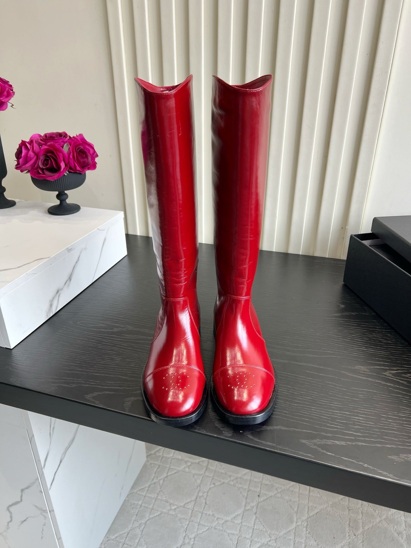 Chanel 2026 Perforated Toe Boots Patent Leather 977237