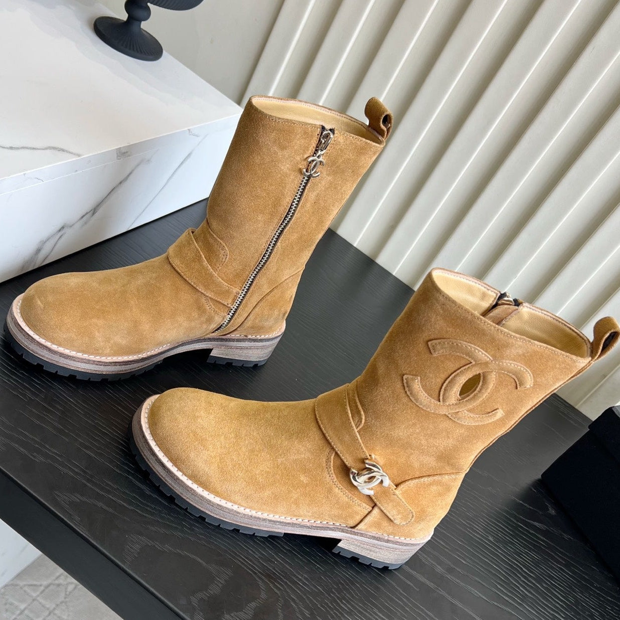 Chanel 2026 Mid-Calf Boots Suede Cowhide 977204