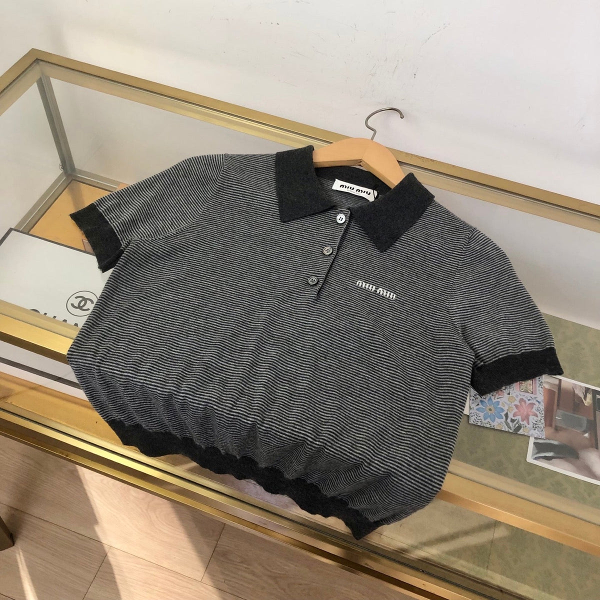 Miumiu 2026 Polo Shirt Gray Cashmere And Silk 435404
