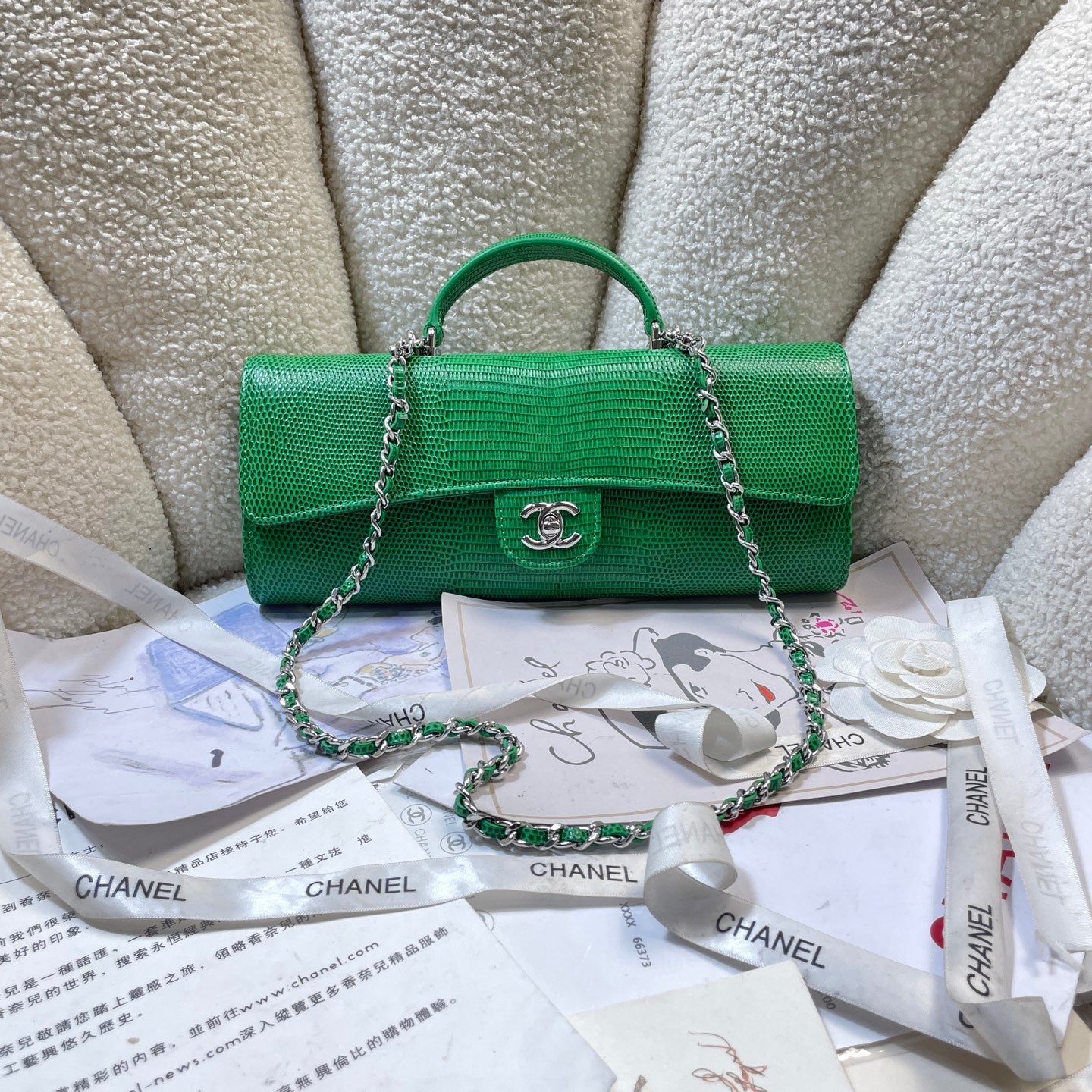 Chanel 2026 Lizard-Embossed Top Handle Bag 25cm Leather