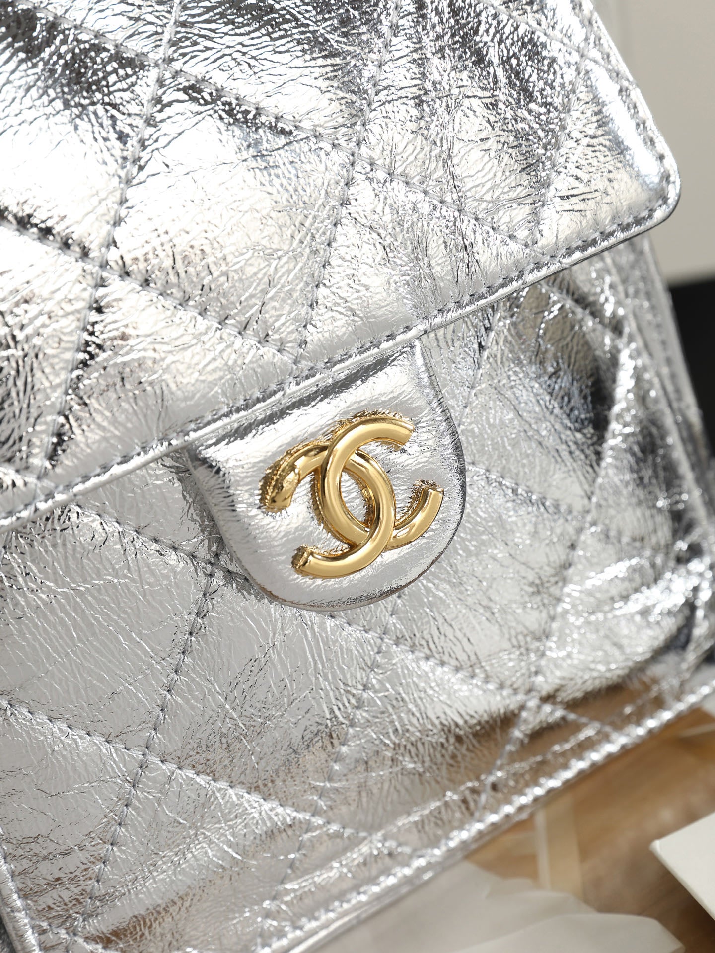 Chanel 2026 Hobo Bag 40cm Silver and Gold Mettalic Leather