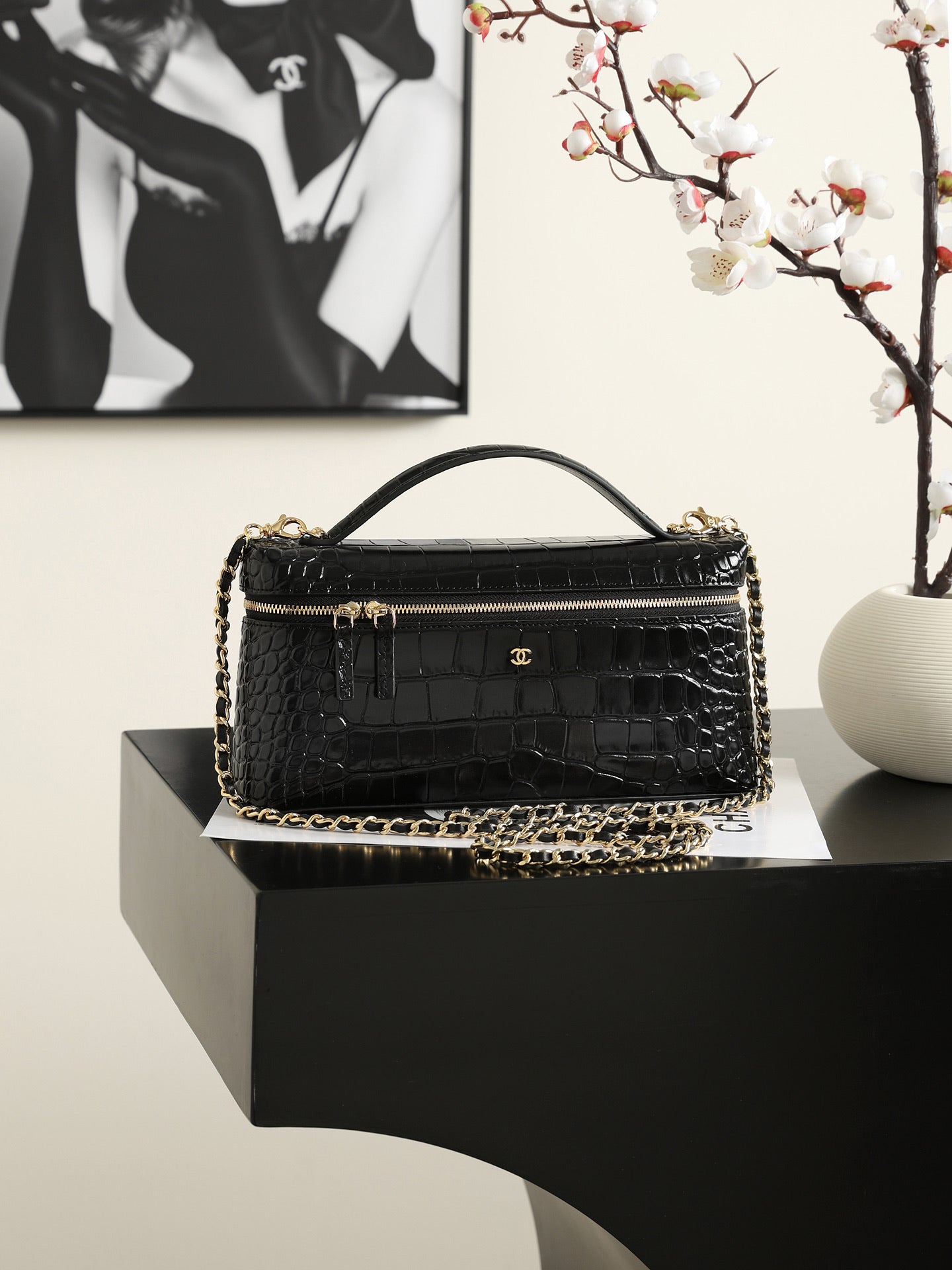 Chanel 2026 Crocodile Embossed Vanity Bag 25cm Leather
