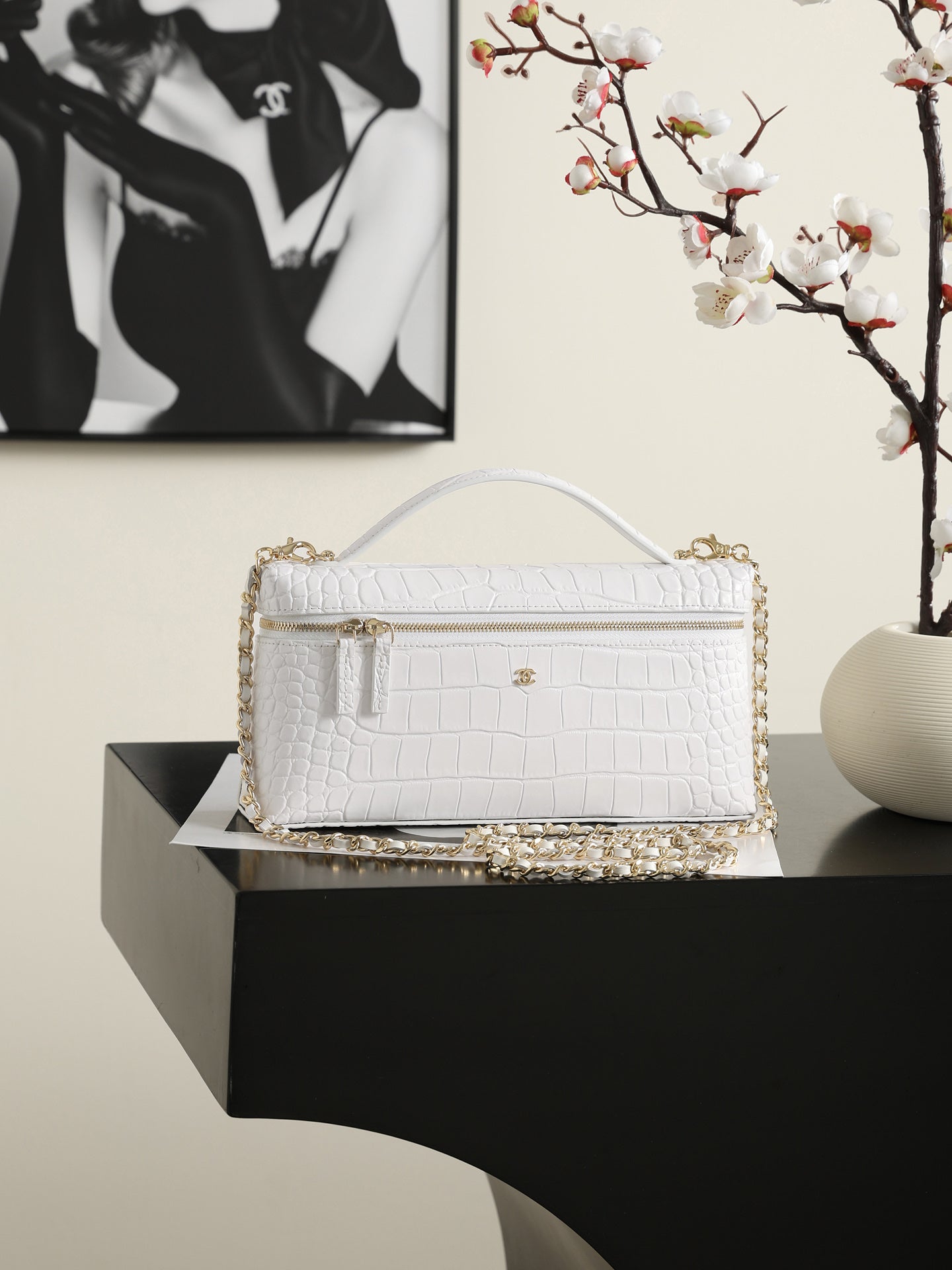 Chanel 2026 Crocodile Embossed Vanity Bag 25cm Leather