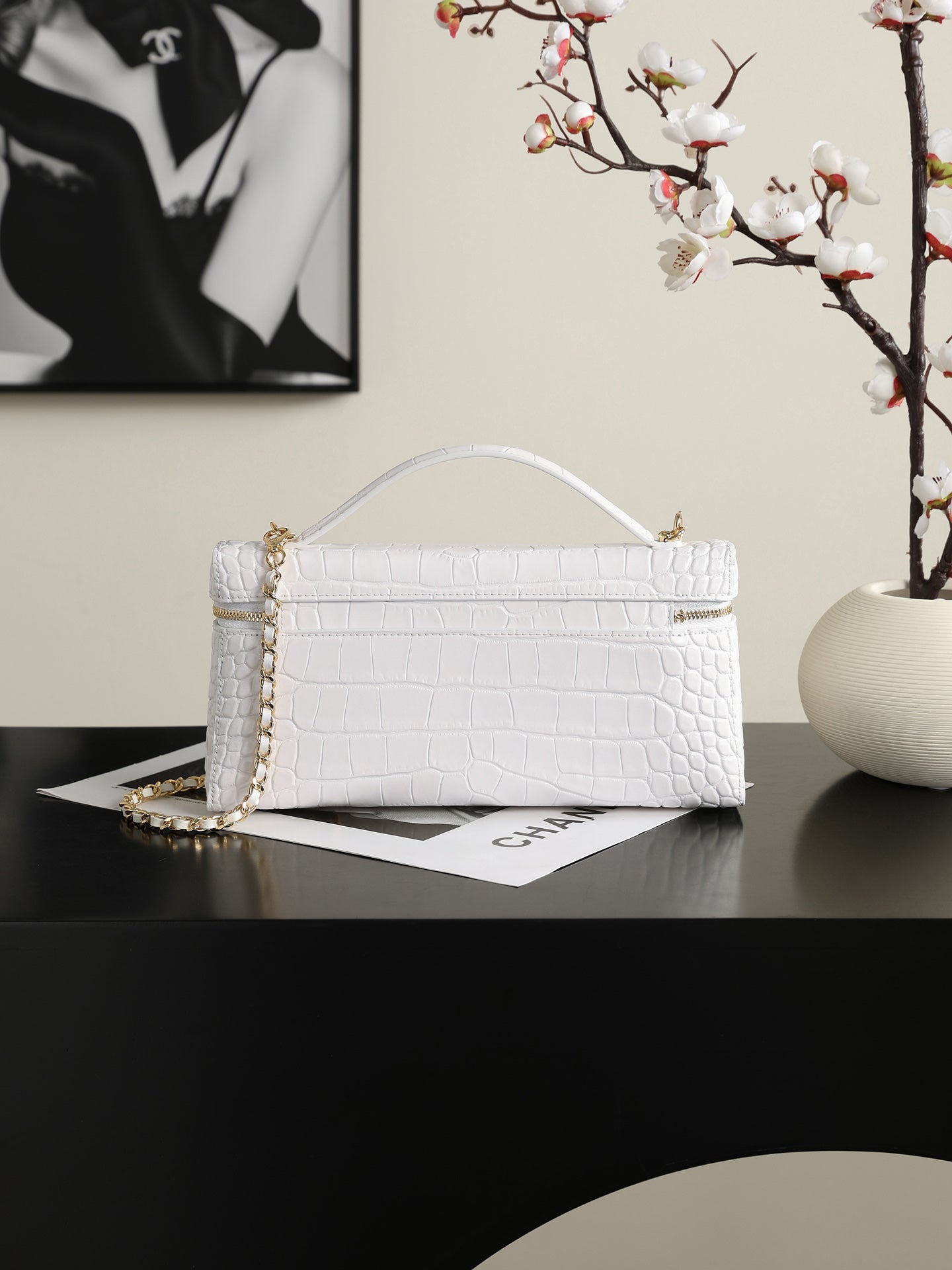Chanel 2026 Crocodile Embossed Vanity Bag 25cm Leather