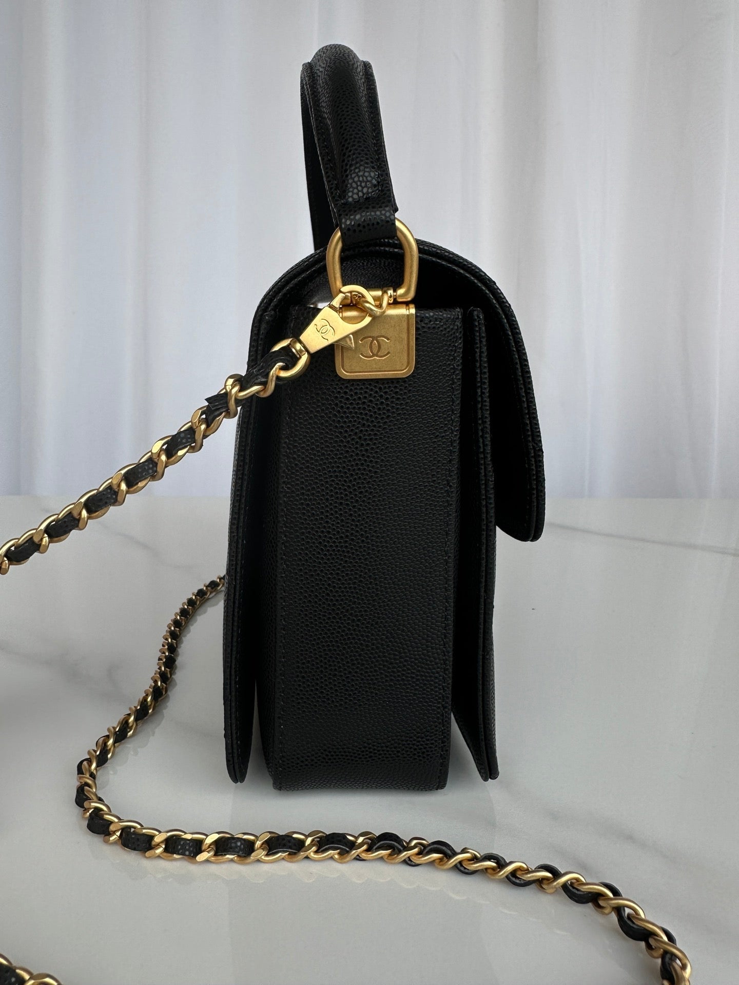 Chanel 2026 Flap Bag with Top Handle Gum-grain Cowhide