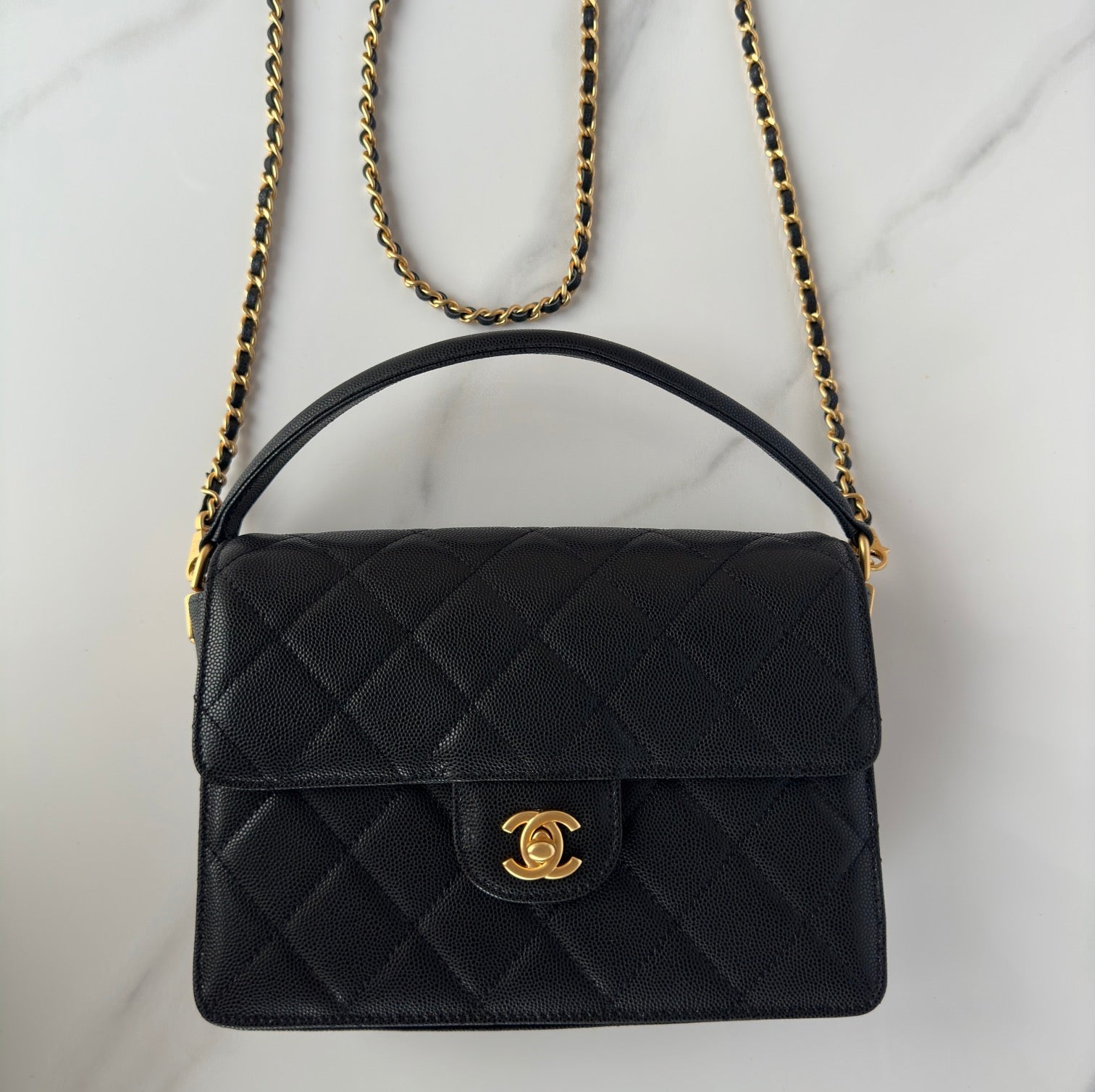 Chanel 2026 Flap Bag with Top Handle Gum-grain Cowhide