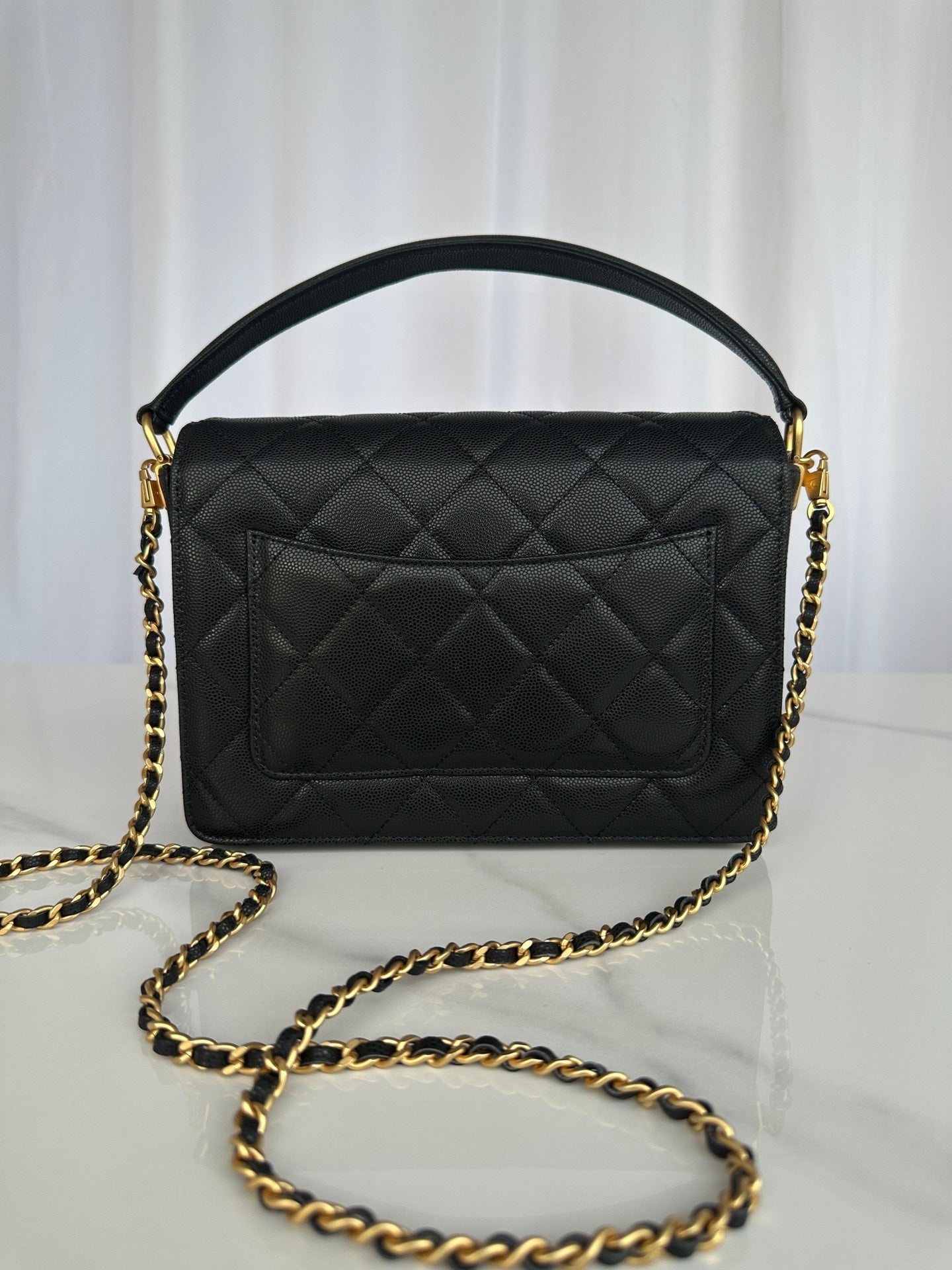 Chanel 2026 Flap Bag with Top Handle Gum-grain Cowhide