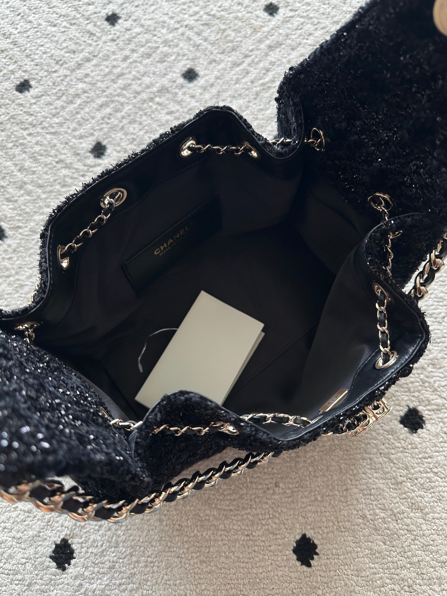 Chanel 2026 Hobo Bag Black Cotton And Wool Tweed