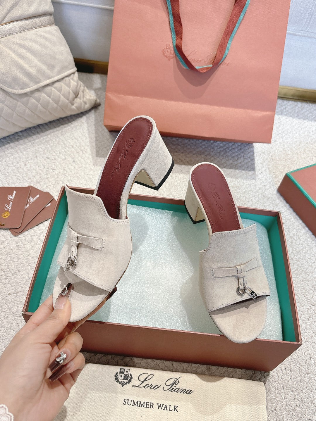 LP 25C Summer Charms Mules 55MM Earthy Gray Suede 215028