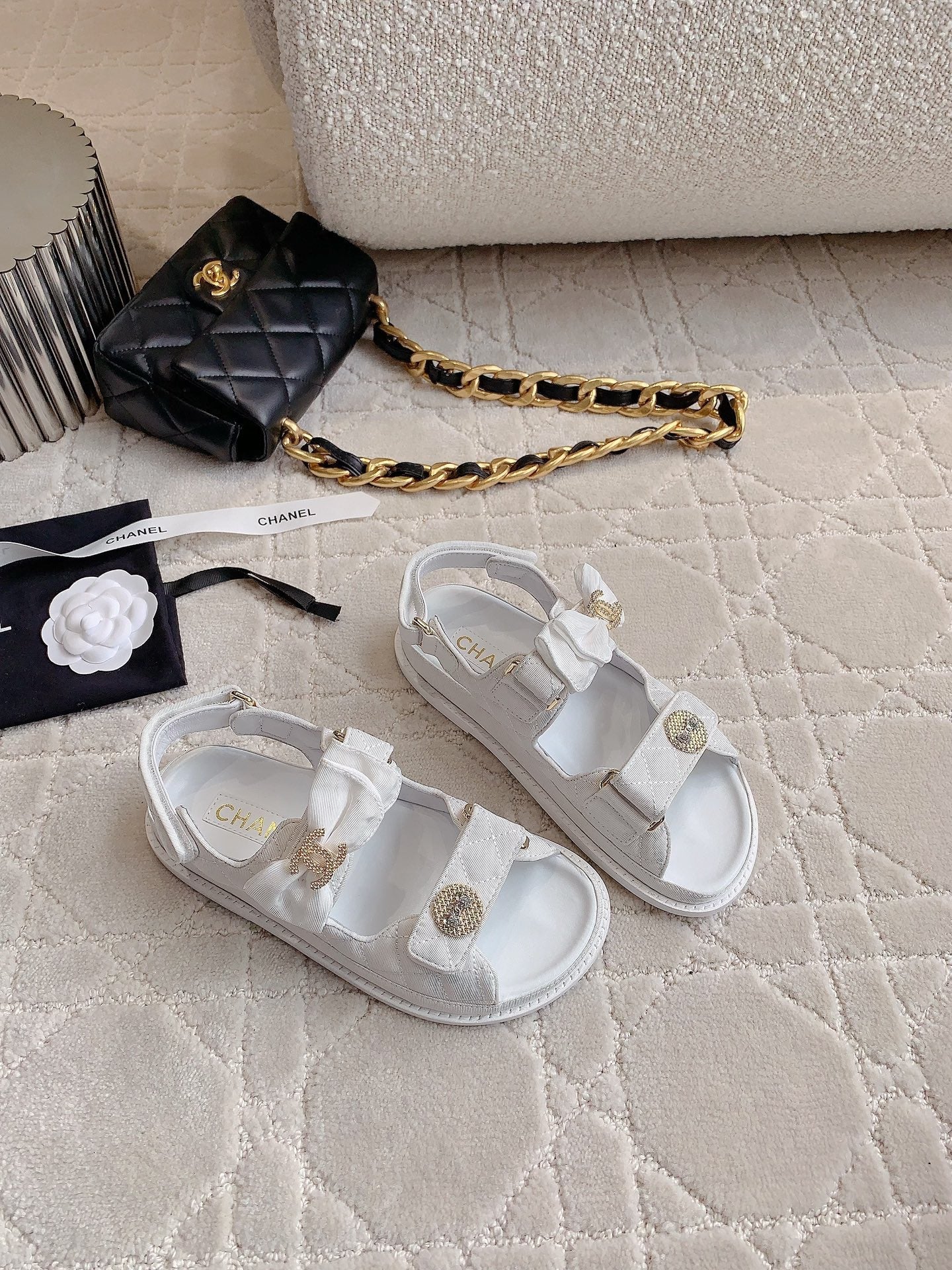 Chanel 2026 Camellia Sandals Fabric 977449