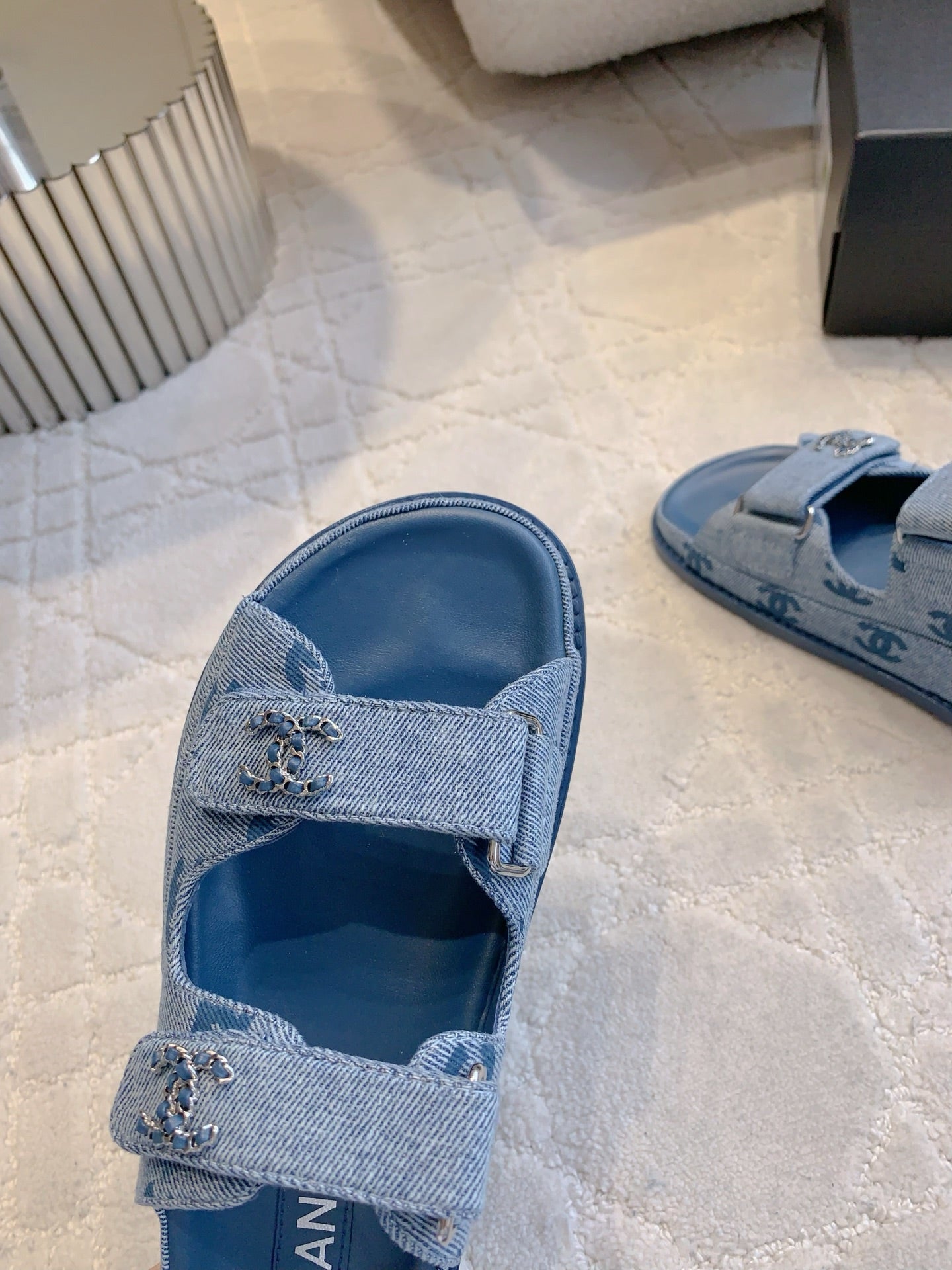 Chanel 2026 Velcro Dad Sandals Blue Denim 977447