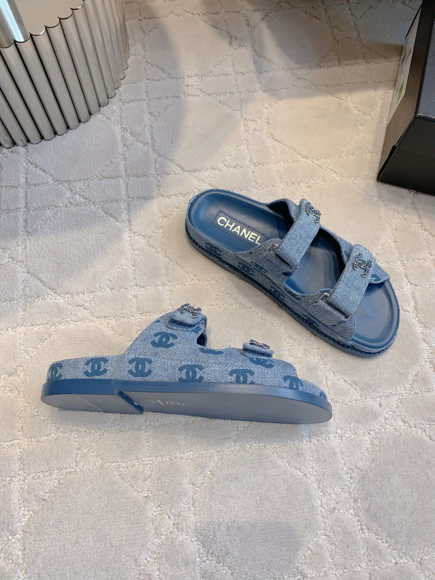 Chanel 2026 Velcro Dad Sandals Blue Denim 977447