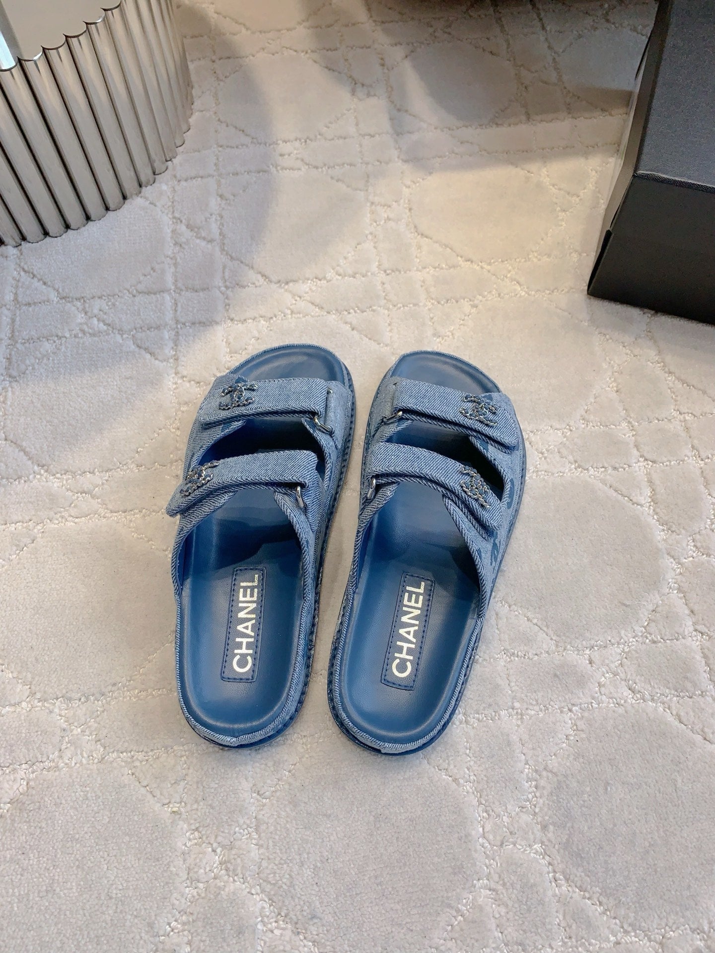 Chanel 2026 Velcro Dad Sandals Blue Denim 977447