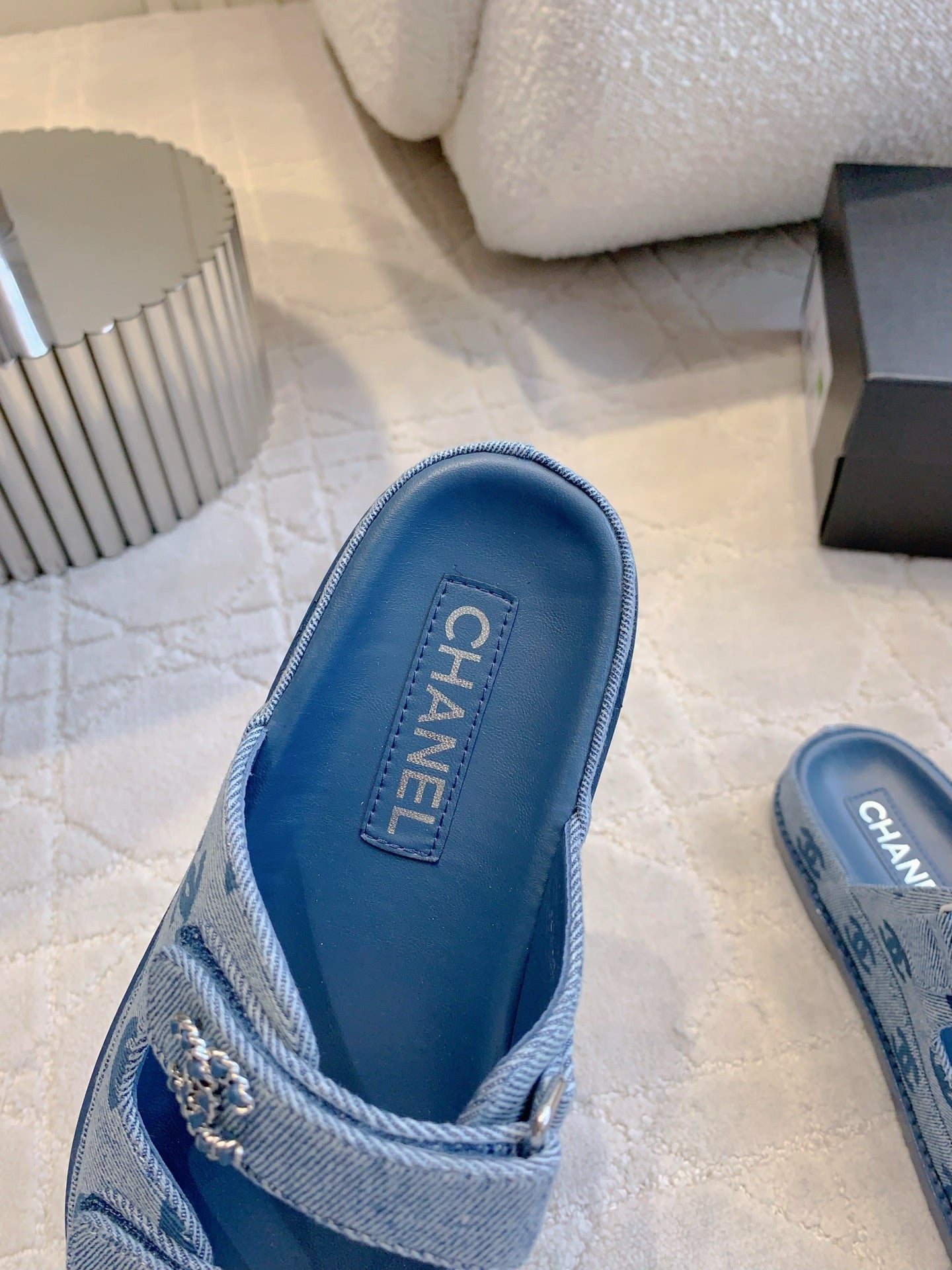 Chanel 2026 Velcro Dad Sandals Blue Denim 977447