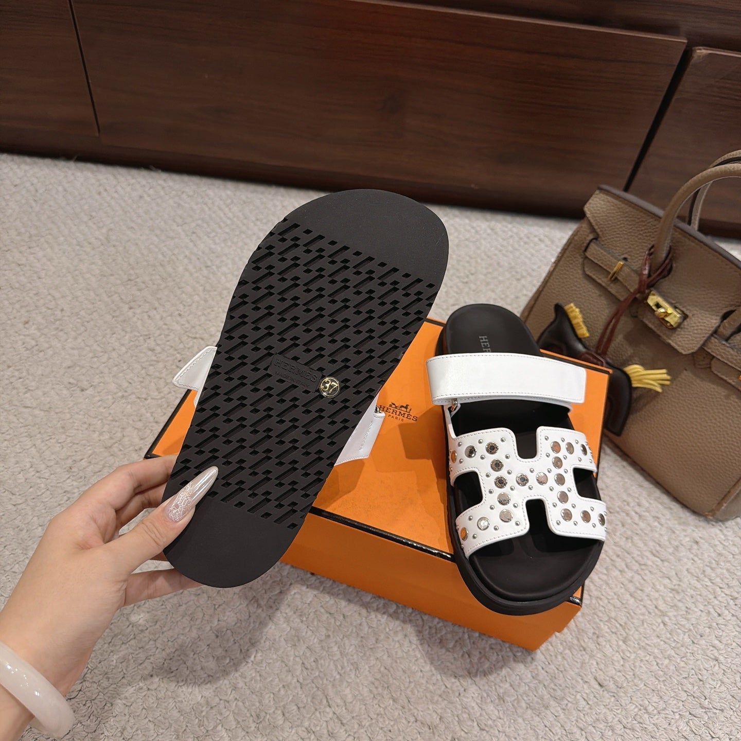 Hermes 2026 Chypre Sandal With Clou de Selle Details Calfskin 960069
