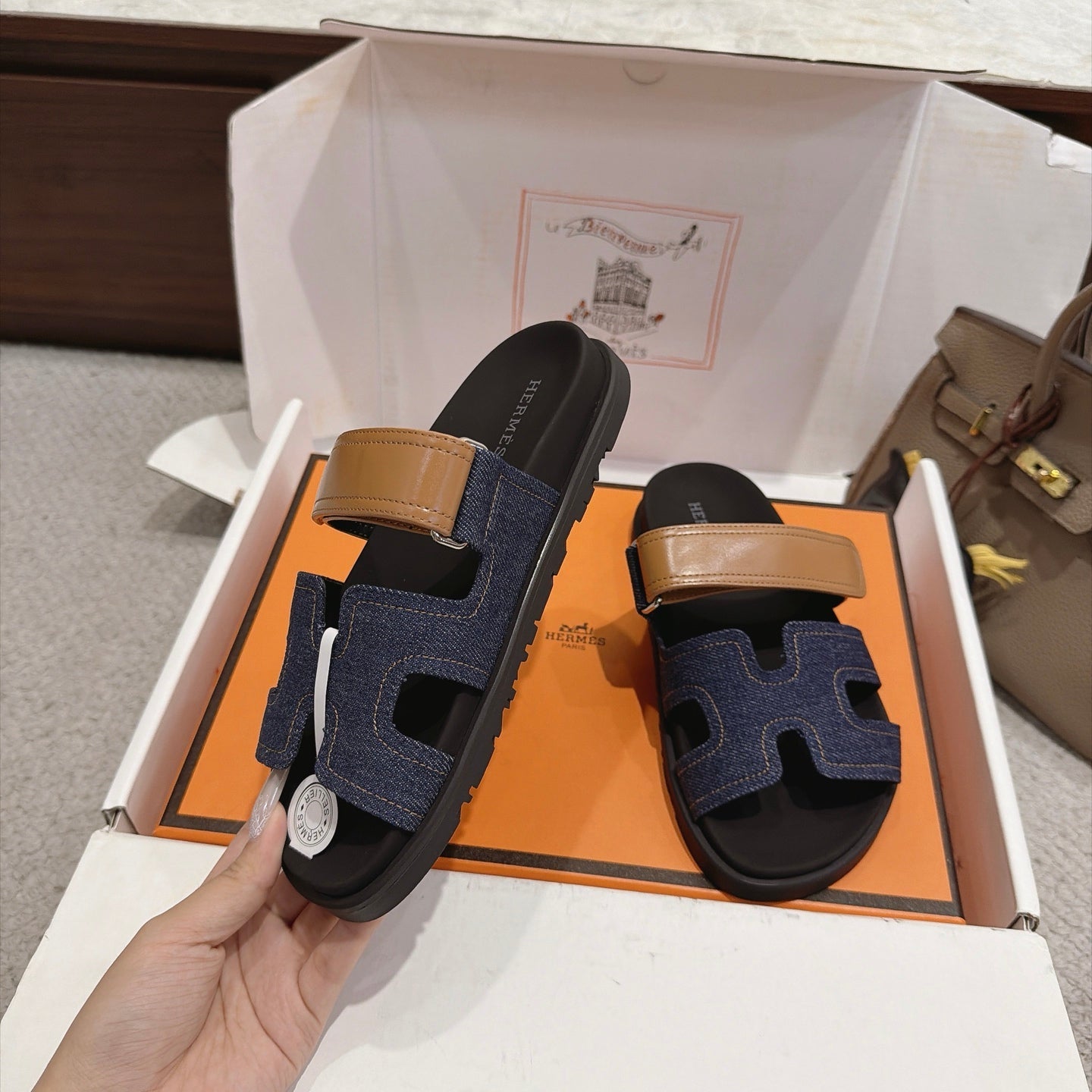 Hermes 2026 Chypre Sandal Canvas Leather 960074