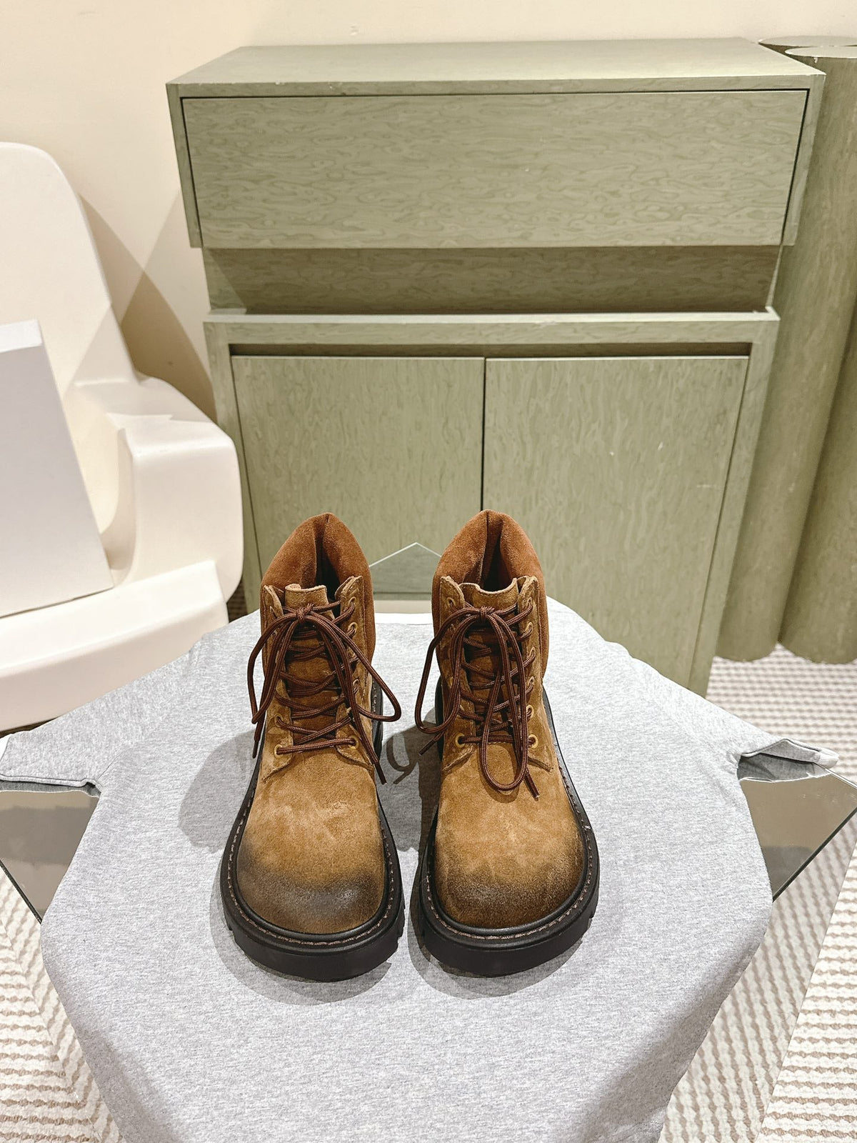 Loewe 2026 Sierra Ankle Boots Brown Tobacco Suede 654242