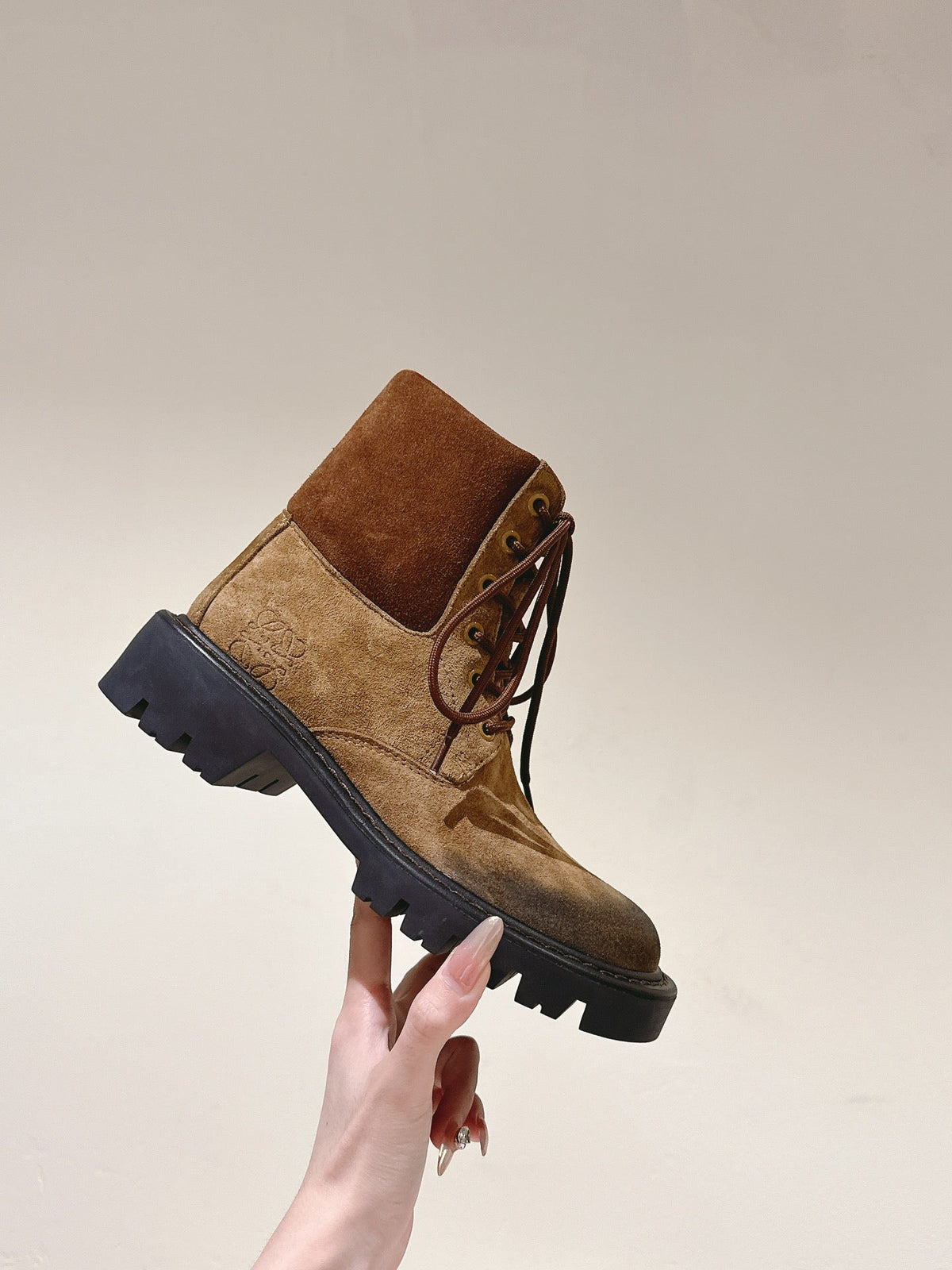 Loewe 2026 Sierra Ankle Boots Brown Tobacco Suede 654242