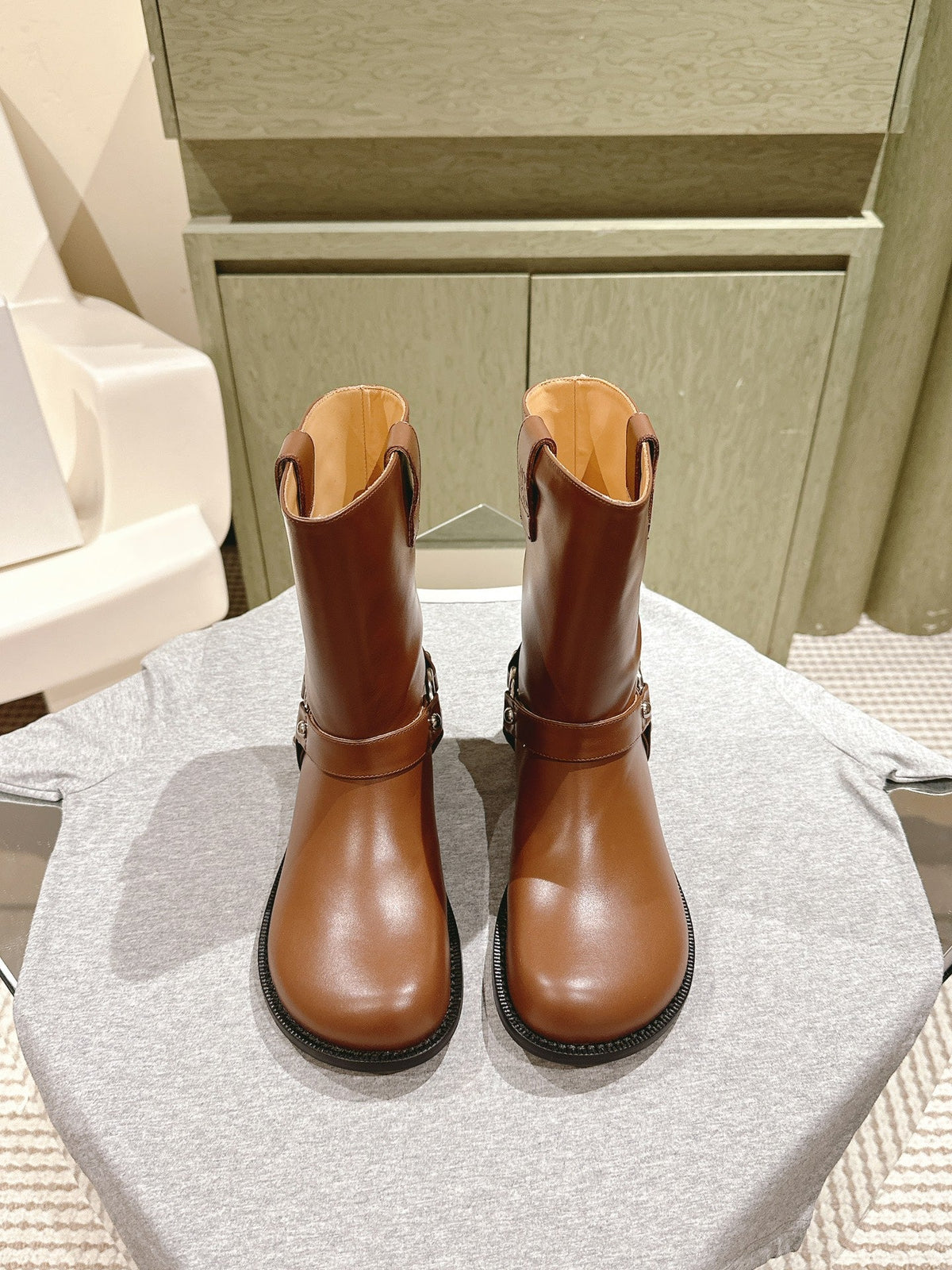 Loewe 2026 Campo Biker Boots Patent Leather 654244