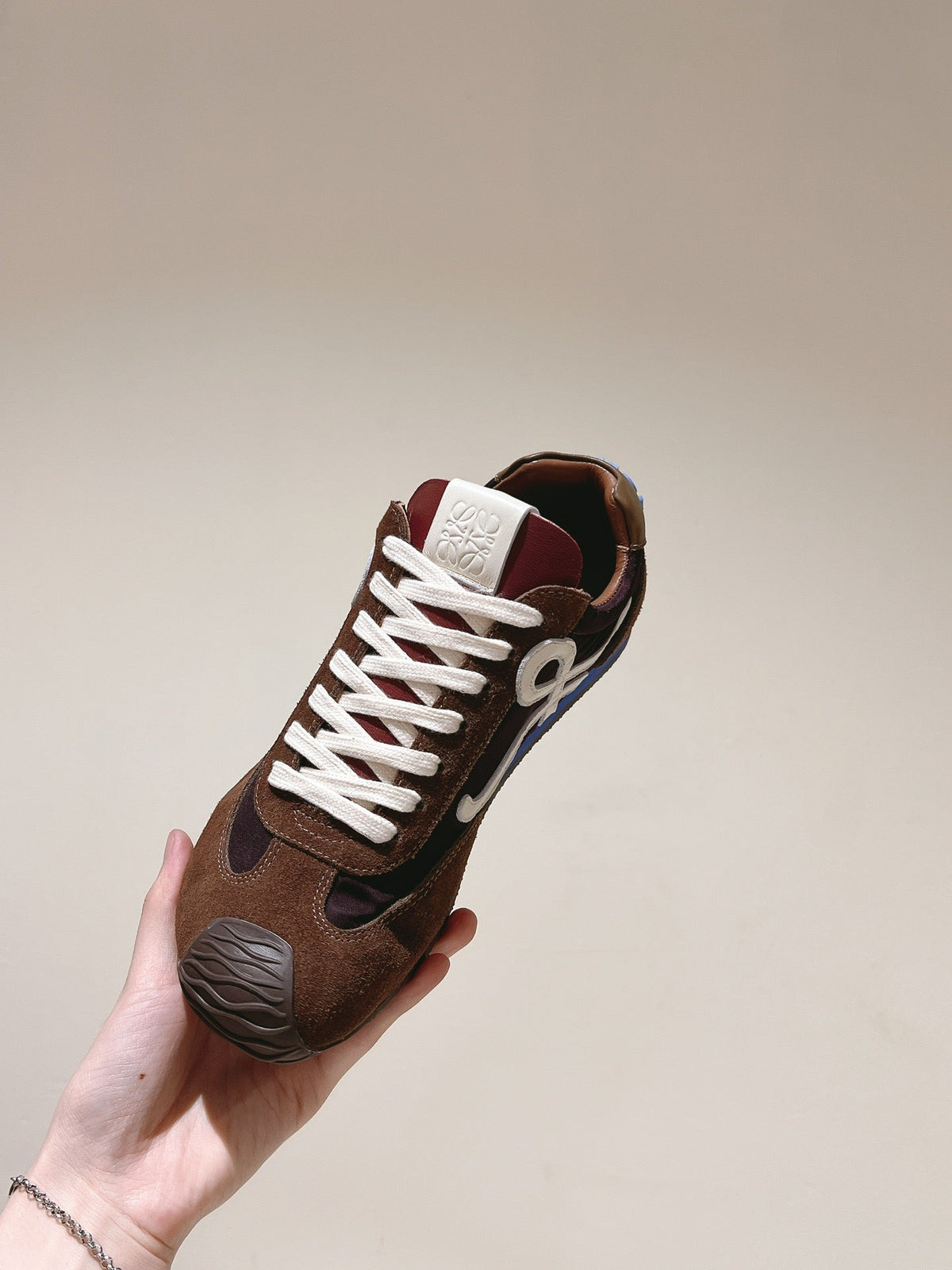 Loewe 2025 Ballet Runner 2.0 Sneaker Brown White Suede 556040