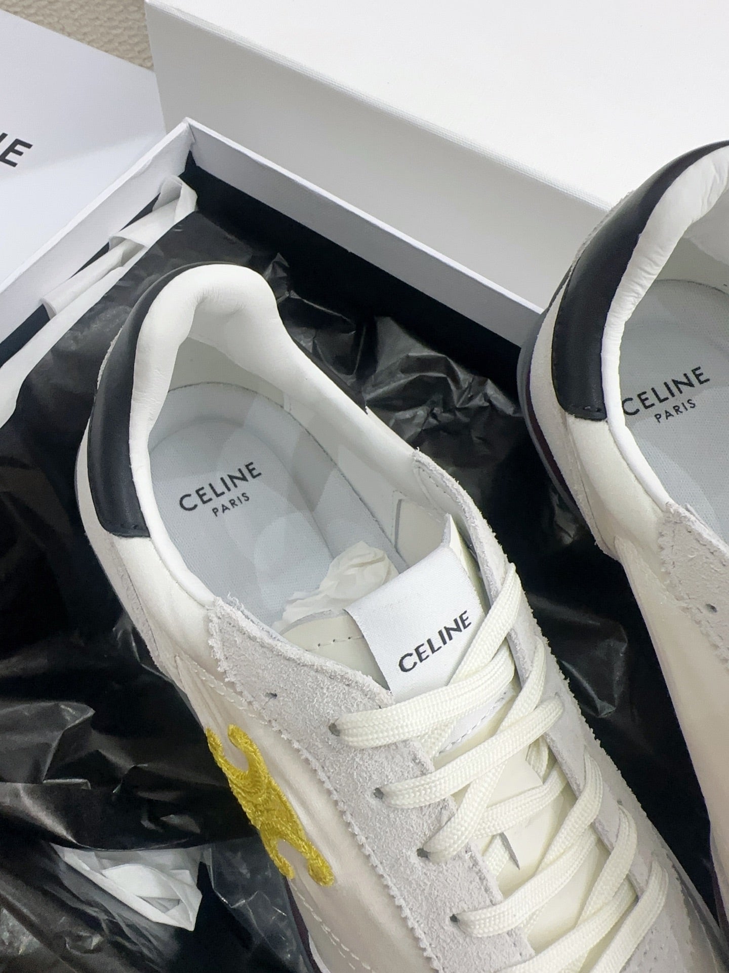 Celine 2026 Racer Sneakers Gray White Suede Fabric 103346