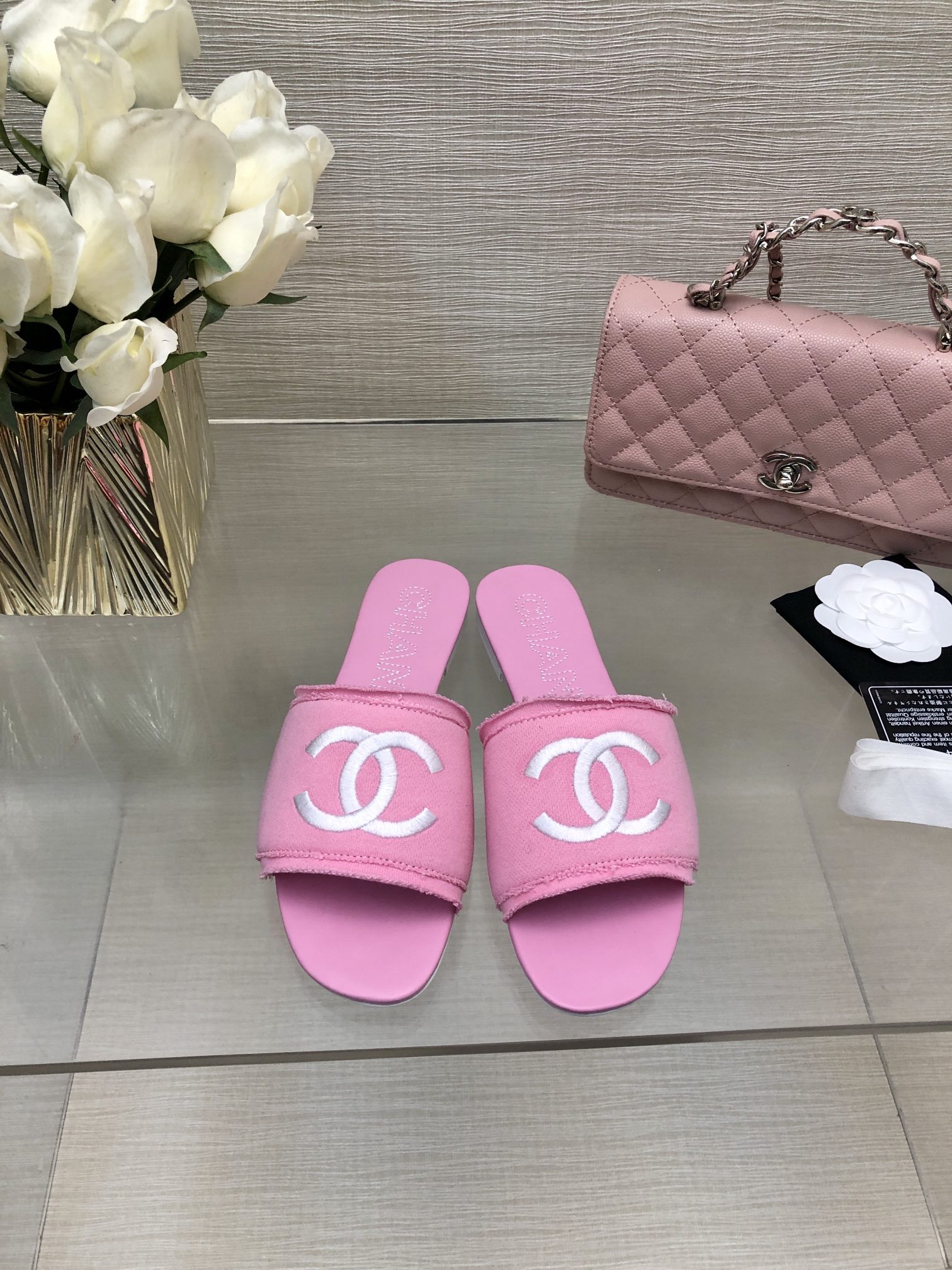 CC 25C Slippers Pink Fabric Material 212967