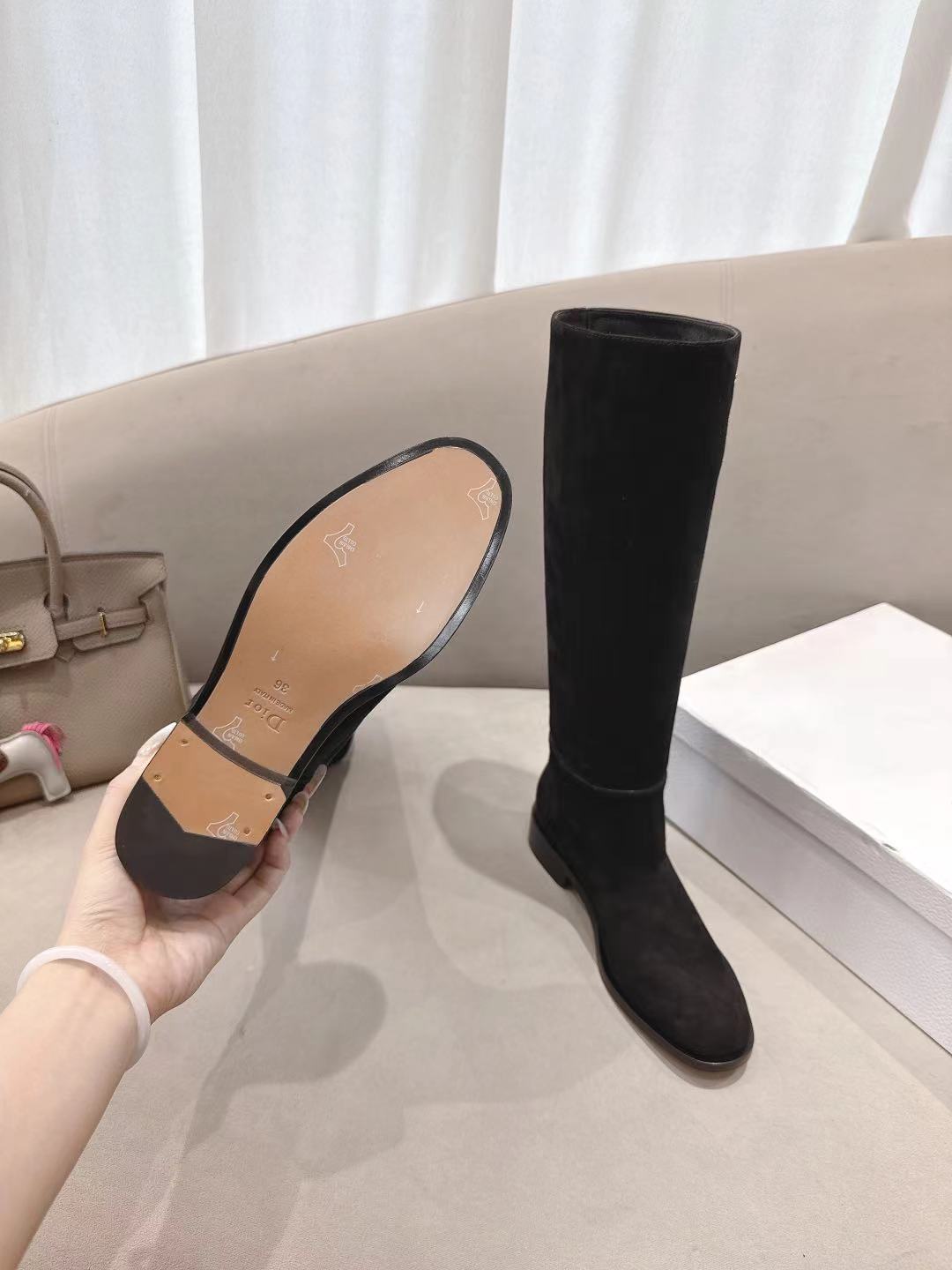 Dior 2026 D-Town Boots Black Suede Leather 139827