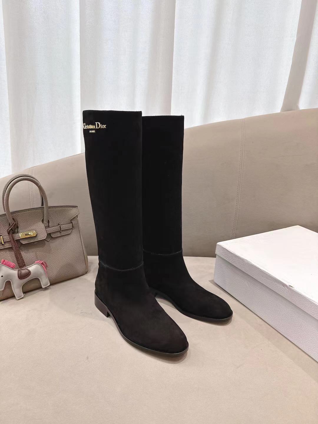 Dior 2026 D-Town Boots Black Suede Leather 139827