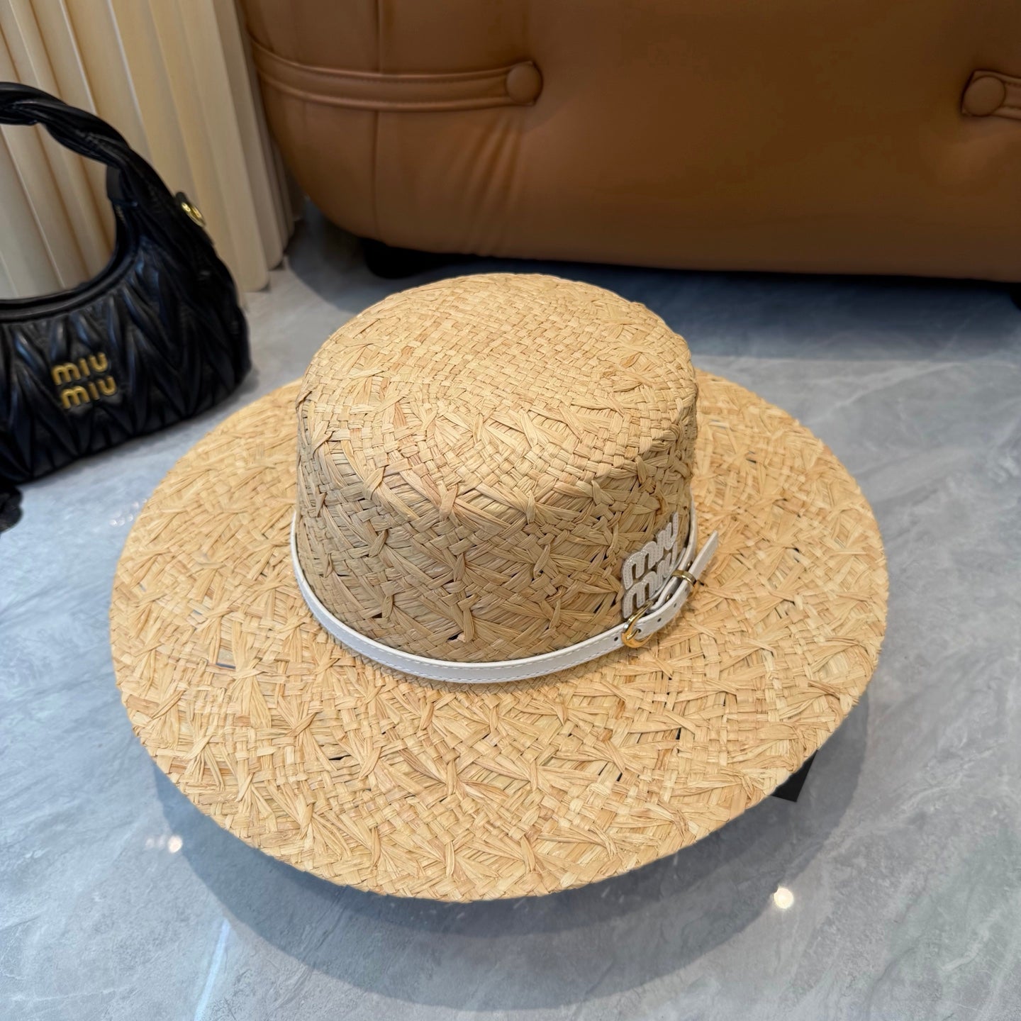 Miumiu Straw Hat Raffia Woven 323664