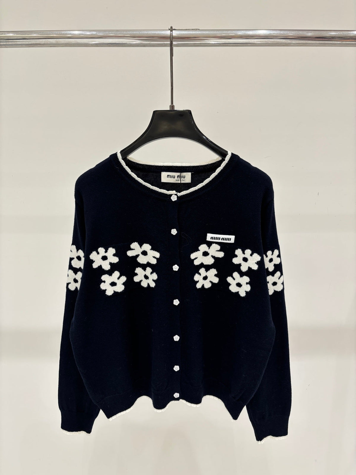 Miumiu 2026 Crew-Neck Embroidered Cardigan Wool 431814