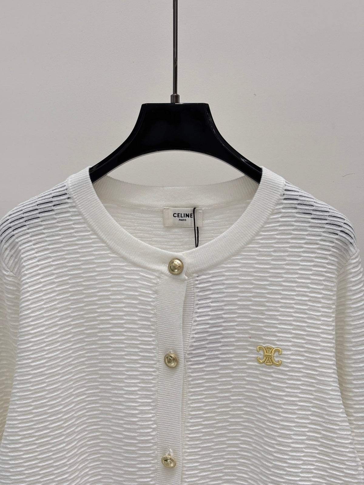 Celine 2026 Hollow-out Knit Cardigan With Metal Buttons 431811